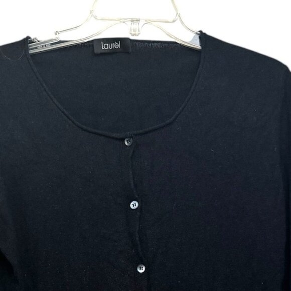Laurel Silk Cashmere Cardigan Sweater Knit Round Neck Minimalist Top Button Up M - Picture 5 of 12